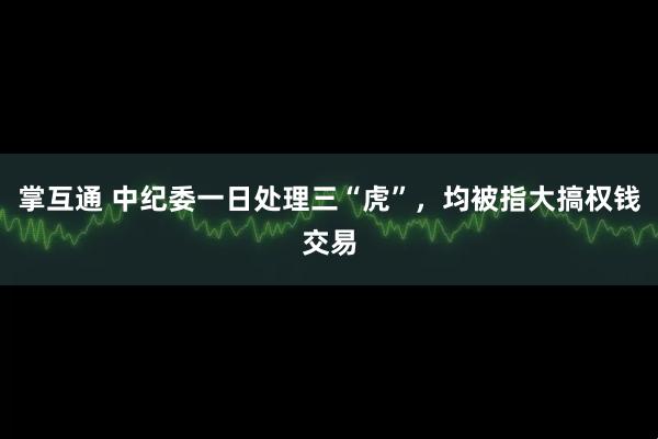 掌互通 中纪委一日处理三“虎”，均被指大搞权钱交易