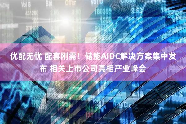 优配无忧 配套刚需！储能AIDC解决方案集中发布 相关上市公司亮相产业峰会